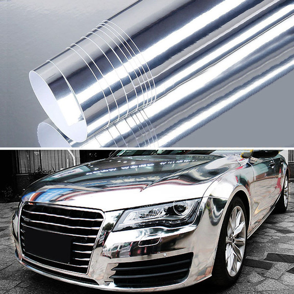 23 X 60 Car Silver Chrome Mirror Vinyl Film Wrap Sticker Stretchable 58*152cm