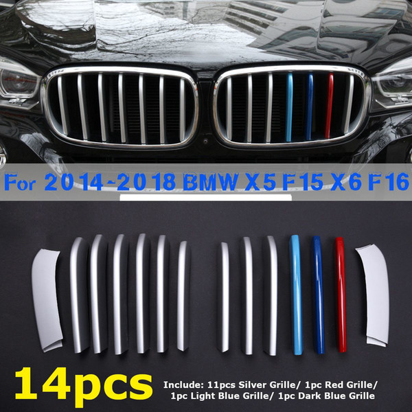 14pcs Car Front Grill Cover Trim Grille Stickers For BMW X5 X6 F16 F15 2014 2015 2016 2017 2018 Car Accessories