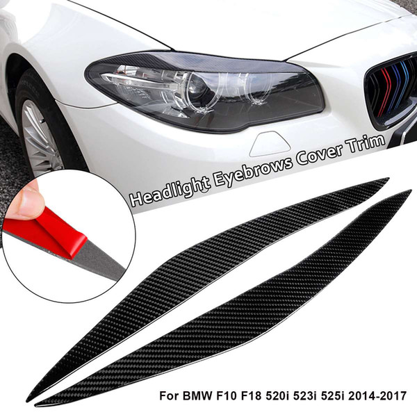 Carbon Fiber Headlight Eyebrow Cover Eyelid For BMW F10 F18 520i 523i 525i 2014-2017