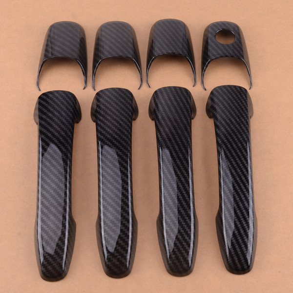 wholesale 8pcs Carbon Fiber Texture Door Handle Cover Trim Protector Sticker Fit For Mazda 2 3 5 6 Ford Edge Mustang Lincoln MKX