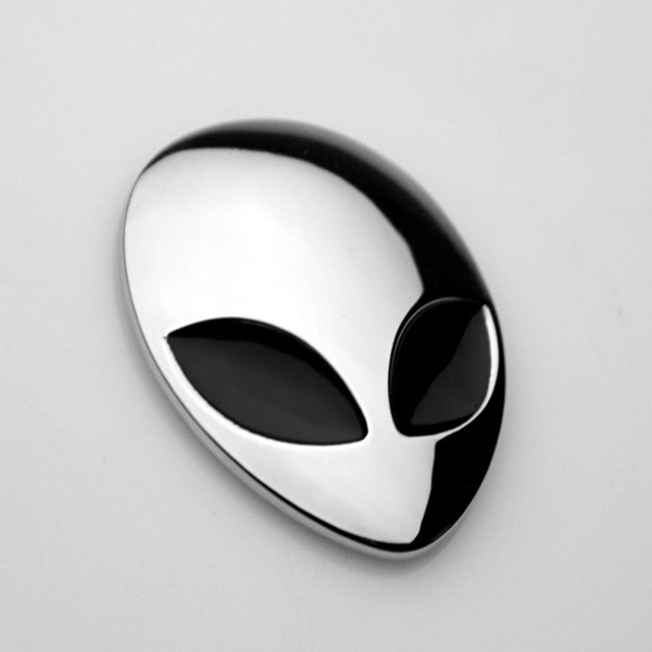 Silver Cool 3D Black Eyes Alien ET Badge Emblem Full Metal Sticker for Window Wall Notebook Laptop