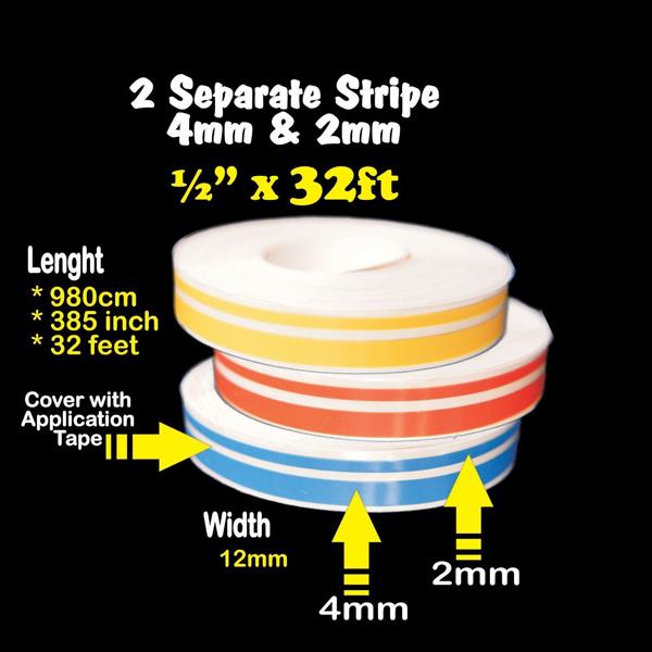 1Pc 4mm&2mm 980cm Pinstripe Decals Vinyl Tape FT-350 Double Stripe Stickers M00007