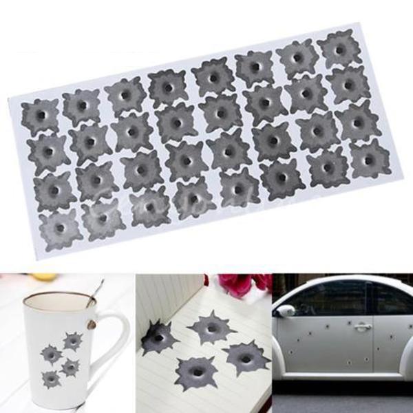 32 Bullet Hole Orifice Sticker Graphic Decal Shothole Car Helmet Windows M00113