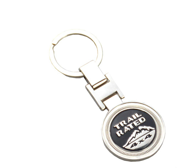 1x New 4x4 Trail Rated Car Auto Logo Badge Metal Keyfob Keyring Keychain Key Holder for Jeep (Chrome)