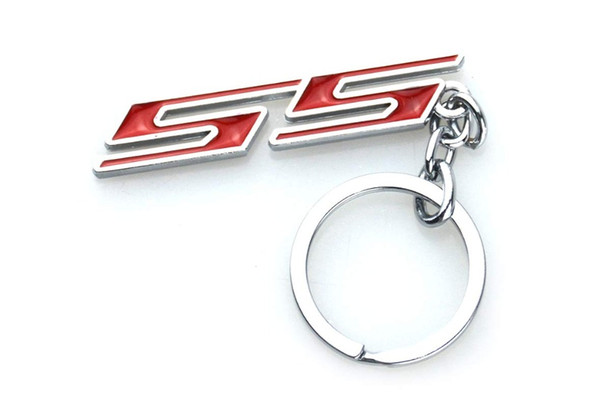 1pc Chrome Finish Super Sport SS Key Chain Fob Ring Keychain for Chevrolet Chevy (Chrome Red)