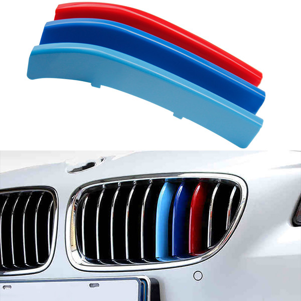 3pcs Airspeed Car 3D M Styling Front Grille Trim Bumper Strip Cover Sticker for BMW 5 Series F10 2014-2017 Auto Accessories