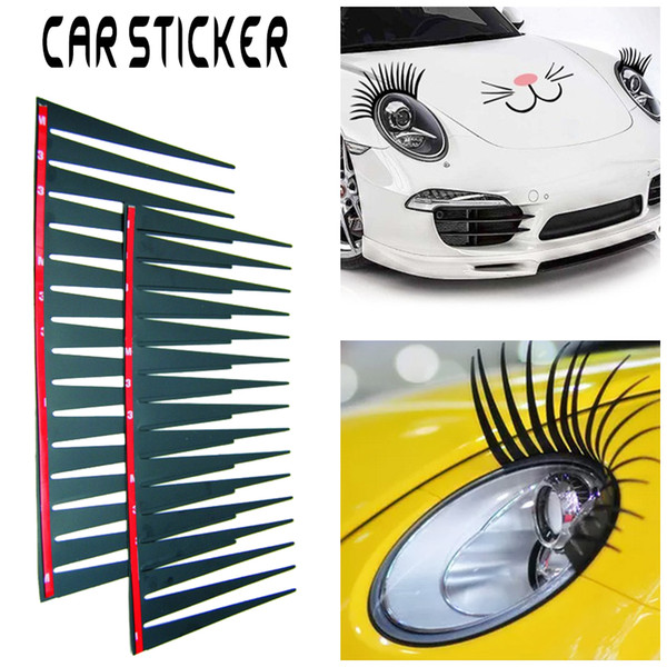 DHL free shipping 200PCS(=100Pairs) 3D Charming Black False Eyelashes Fake Eye Lash Sticker Car Headlight Decoration Funny Decal For Beetle