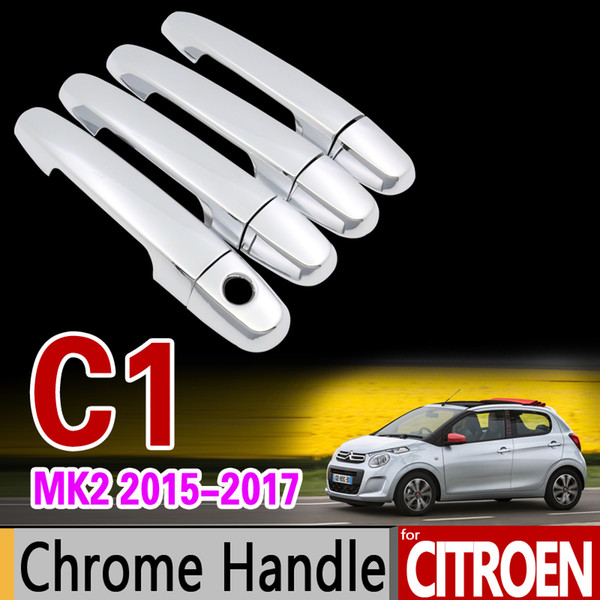 Car Chrome Door Handle Cover Trim Set for Citroen C1 mk2 2015 2016 2017 2018 2019 2020 Car Accessories Stickers Car Styling