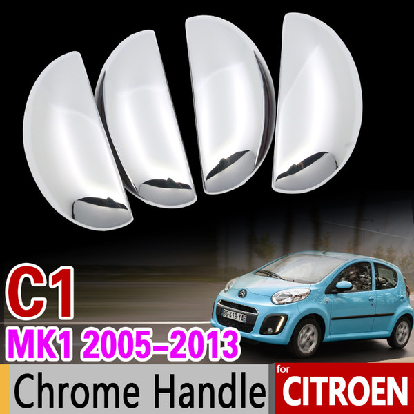 Car Chrome Door Handle Cover Trim Set for Citroen C1 mk1 2005 2006 2007 2008 2009 2010 2011 2012 2013 Car Accessories Stickers