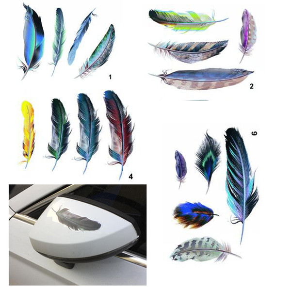 Quality 3D PVC Car sticker Feather Print Motorcycle Car Emblem Badge Logo Decal Stickers Car Occlusion scratch Sticker QP019