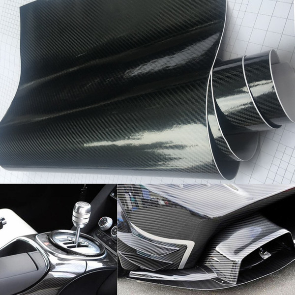 20cm x50cm Glossy Black 5d CARBON Fiber Car Stying PVC Adhesive Vinyl Motorcycle Tablet Wrapping Sticker Decals Auto Accessories