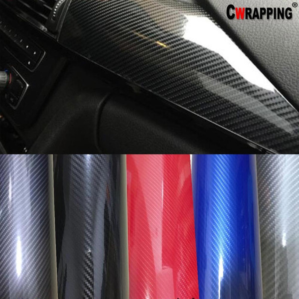 Car Styling 5D Glossy Fiber Vinyl 20cmx152cm Adhisve High Gloss Car Stickers for Body Internal Shift Trim Dashboard Decals Wrap