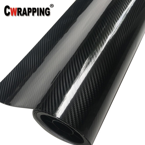 152cm PVC 5D Glossy Carbon Fiber Vinyl Foil Film Car Wrap Roll Sticker Decal Black Waterproof DIY Auto Decorative Stickers