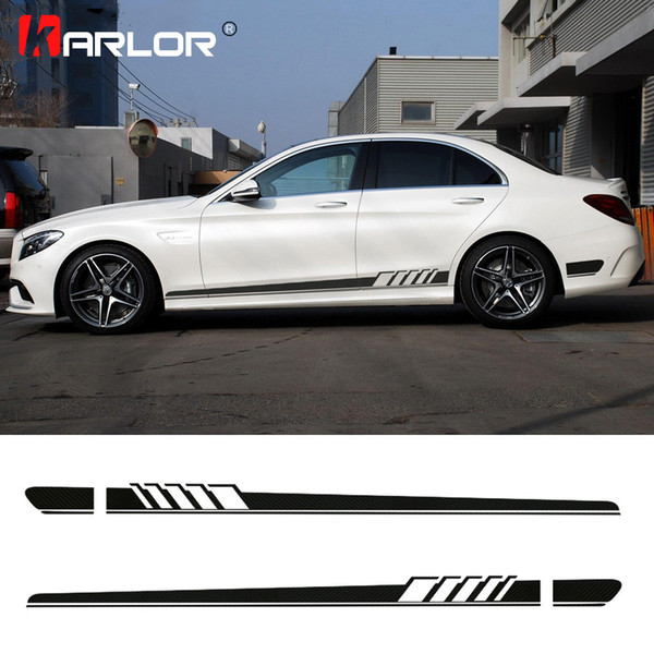 2Pcs/lot Car Waist Side Skirt Decoration Stickers Decals Vinyl For Mercedes Benz W205 W203 W204 C Class Auto Car Accessories