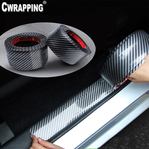 Car Styling 5D Carbon Fiber Vinyl Auto Door Edge Sill Protector Pedal Guard DIY Decals Wear-resistant Anti-collsion