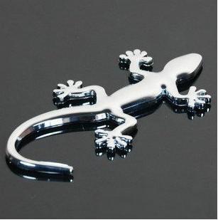 Free shipping New 3D metal personalized car stickers,reflective car stickers,Silver Gecko