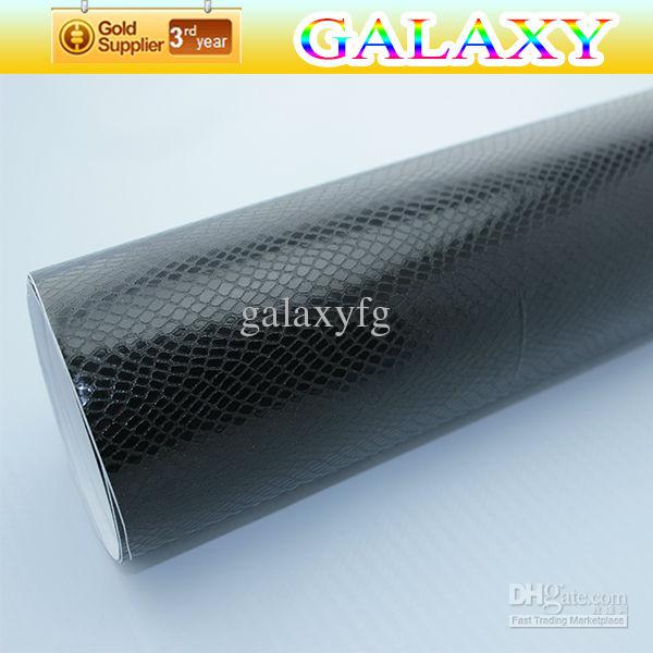 Wholesale high quality 1.52*30m Black Snake Skin Texture vinyl wrap sticker/ film for car decoration with air free bubbles