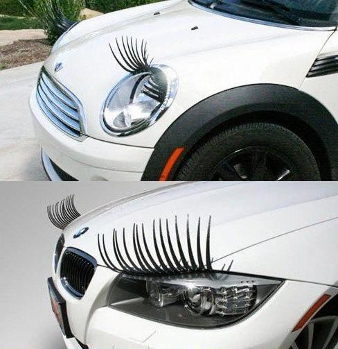 US Stokc Ship From USA Holiday Decoration & Gift Fashion 3D Car Eyelashes Car Logo Sticker Eyelashes Lash 100 Pairs