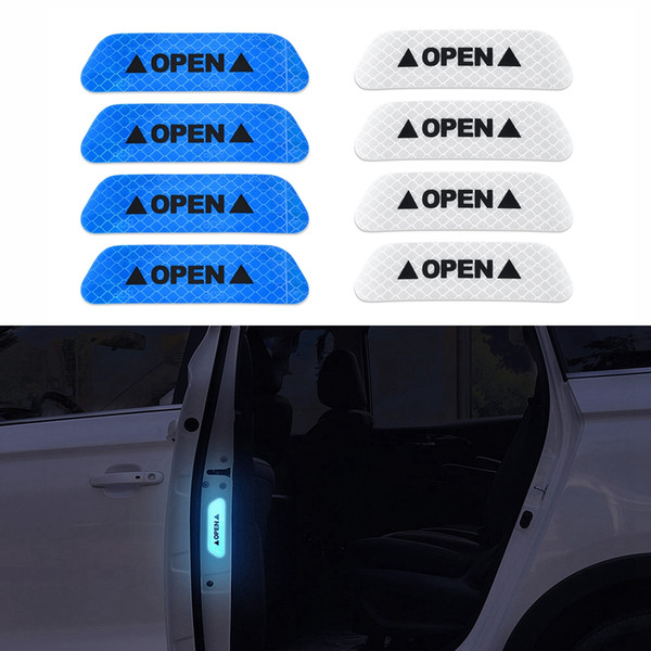 4pcs/set Car Door Sticker Decal Warning Tape Car Reflective Stickers Reflective Strips Car-styling 4 Colors Safety Mark Car Stickers