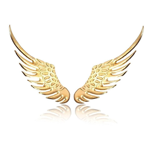 3D Angel Wings Emblem Badge Car Stickers high quality Alloy Metal Styling Golden Sliver Factory Direct free shipping 10pcs/lot