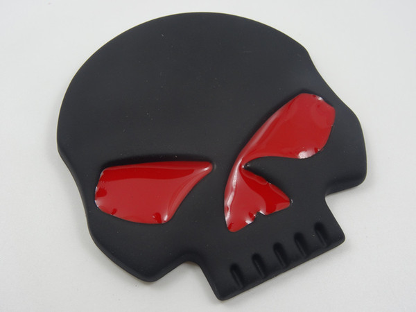 Punk 3D Skull Car Front Sides Rear Decorations metal Badge Emblem for Univesal Car Black with red eye 10pcs/Lot Free shipping