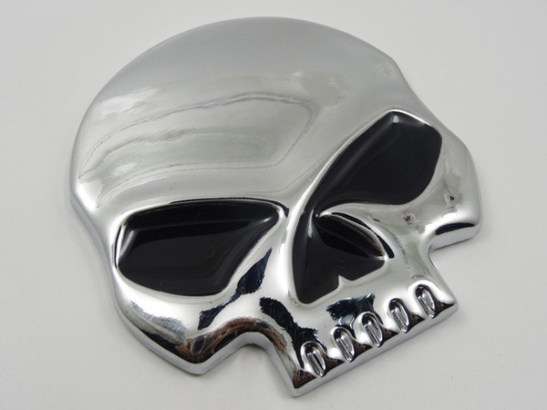 Punk 3D Skull Car Front Sides Rear Decorations metal Badge Emblem for Univesal Car Silver 10pcs/Lot Free shipping