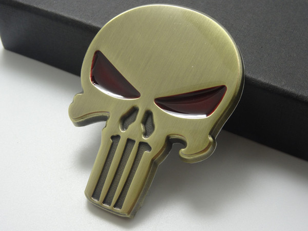 3D Punisher Decal Chrome Car Metal Skull Sticker Car Decals Stickers Copper 10pcs/Lot Free shipping