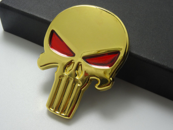 3D Punisher Decal Chrome Car Metal Skull Sticker Car Decals Stickers Golden 10pcs/Lot Free shipping