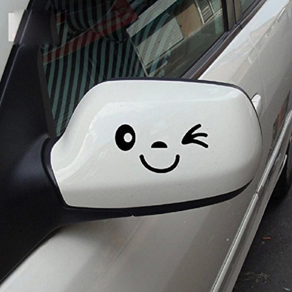 Smile Face 3D Decal Sticker for Auto Car Side Mirror L+ R Rearview Colour White Black 1 Pair free shipping