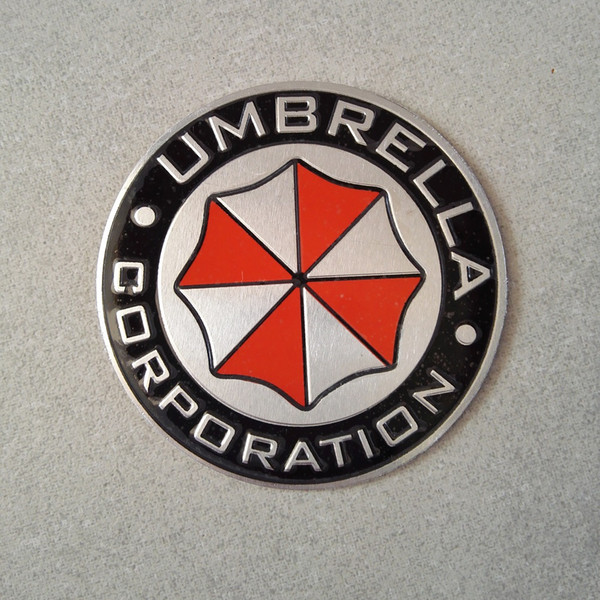 Metal 3D Umbrella Corporation Sticker Resident evil Round Rectangle Car Aluminium Emblem sticker Factory Direct free shipping 10pcs/lot