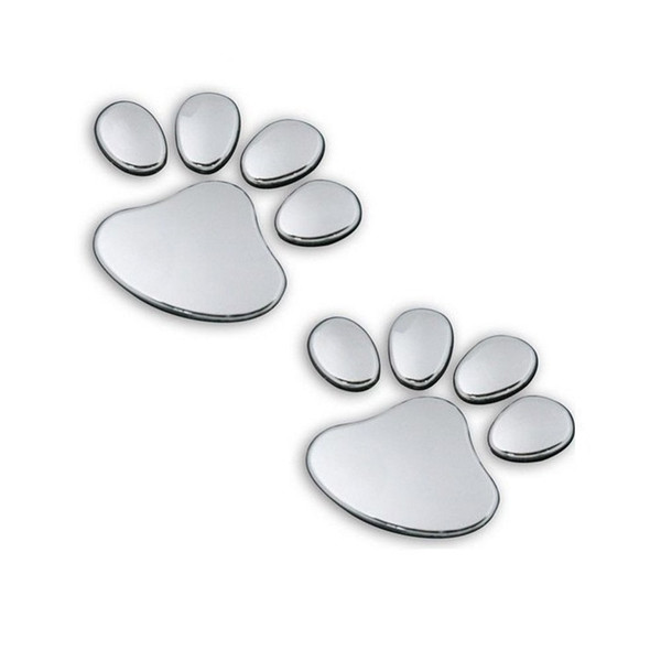 Cute 3D Chrome Dog Paw Footprint Sticker Decal Auto Car Emblem Decal Decoration Silver 10 PCS/Lot Free shipping