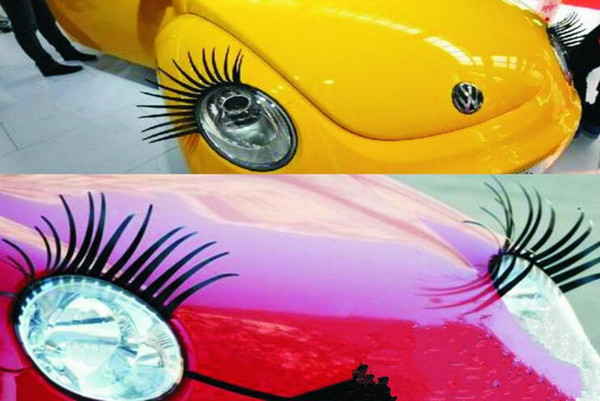 high quality charming eyelash stickers stick for cars black color False Eyelashes Fake Eye Lash Car Stickers Headlight Decoration Funny car