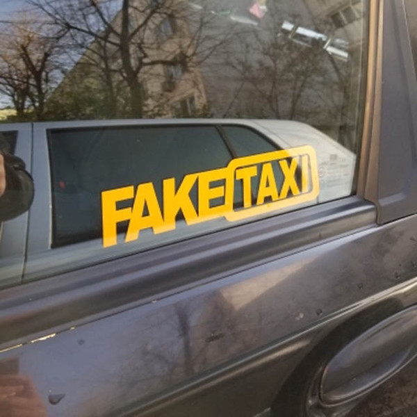 2 PCS Fake taxi funny reflective car winsowe decal ca-479