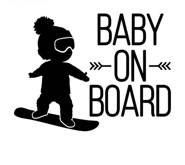 16*12cm white Black Baby on board Car Decal ,Boy On snowboard vivyl Car Stickers CA-582