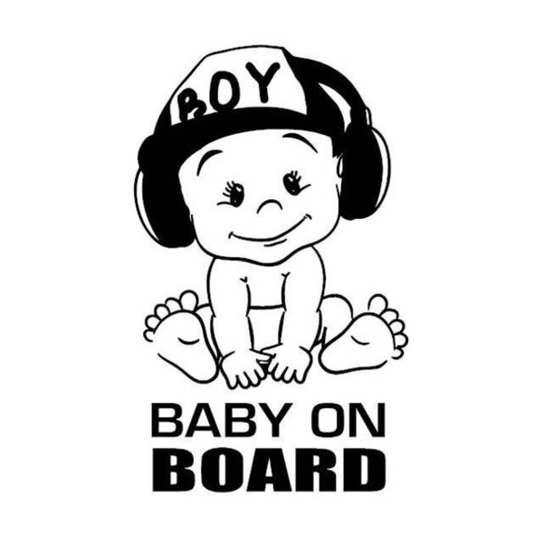 18*12cm baby on board cute cool safty car decal black/silver ca-581