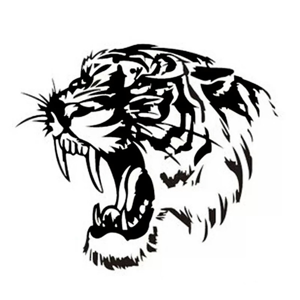 14.5*14.5 CM Reflective Car Sticker Decals TIGER Head Hood Of Car And Motorcycle Side Car Stickers Steller Black/Silver CA1003