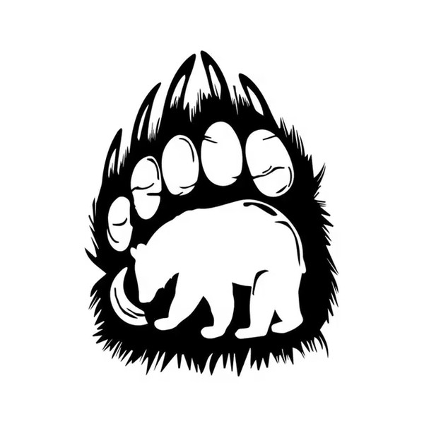 11.9*15.2CM Lovely Bear Silhouette in Paw Print Living Car Sticker Vinyl Decoration Bumper Wind Vinyl Decal Car Sticker Black/Silver CA-1288