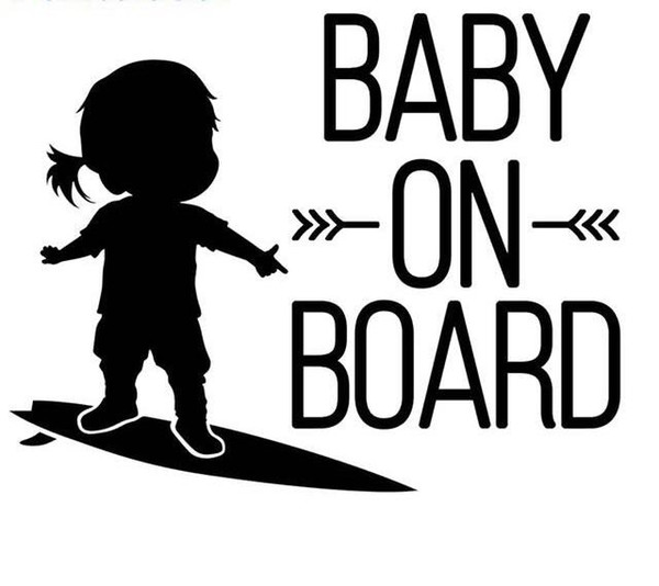 15*12cm New Arrival Baby on board sign surfing Car Stickers Girl Art Car Decal CA-583