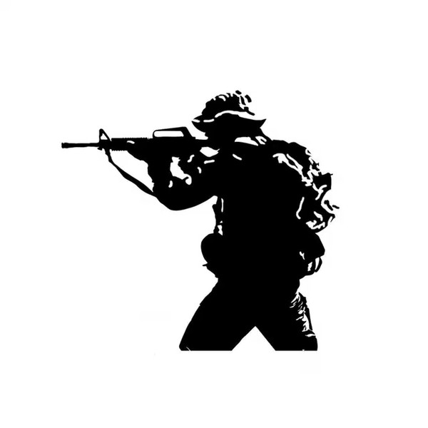 15.6*14.6CM soldier Weapon Gun Decoration Vinyl Decal Car Sticker Black/Silver CA-1255