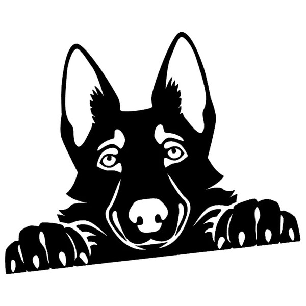 15*11CM Peeking Handsome Cool Graphics German Shepherd Cute Vinyl Decal Car Sticker Black/Silver CA-1269