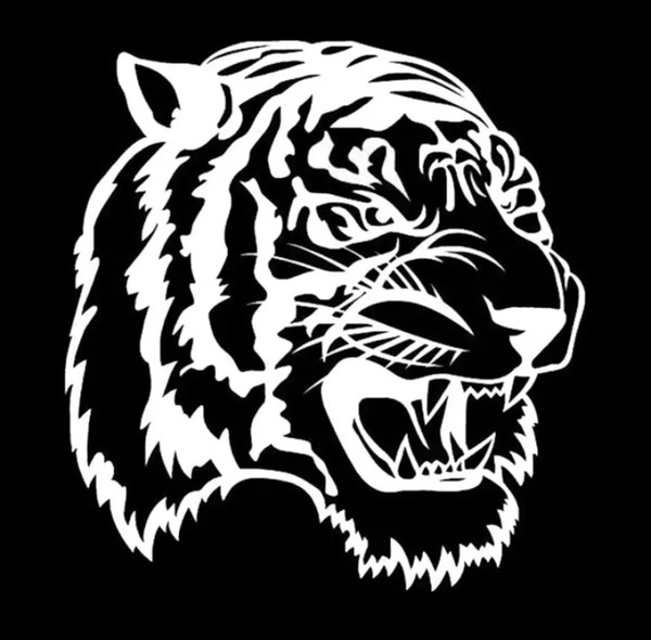 15.4*16.4CM Angry Tiger Big Cat Car Stickers Black/Silver CA-1051