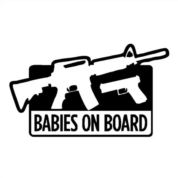 17.8*9.7CM BABIES ON BOARD Pro Gun Funny Vinyl Decal Car Sticker Black/Silver CA-1252