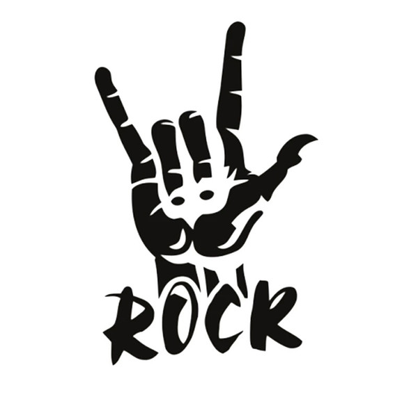 15*9.7 CM ROCK Finger Funny Vinyl Decal Car Sticker Black/Silver CA-1273