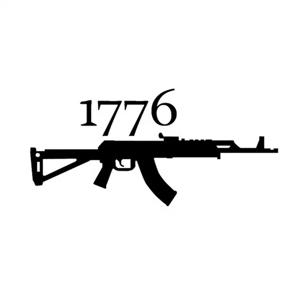 16.1*7.7CM Interesting 1776 Gun Car Sticker Vinyl Graphic High Quality Decoration Vinyl Decal Car Sticker Black/Silver CA-1242