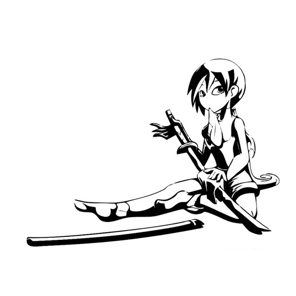 17.8*13.2CM A Girl With Sword Vinyl Decal Car Sticker Black/Silver CA-1286