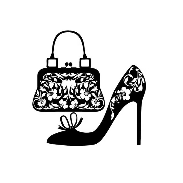 12.3*12.5CM Shoes Women Handbag Fashion Shopping Woman Vinyl Decal Car Sticker Black/Silver CA-1235