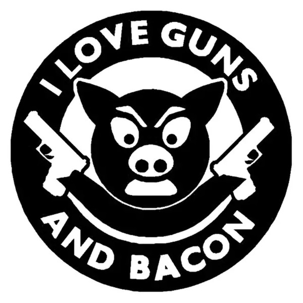 12*12CM I LOVE GUNS AND BACON Fashion Vinyl Decal Car Sticker Black/Silver CA-1256