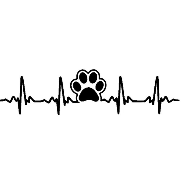 17.7cm*4.5cm Dog Paw Print Ekg Heartbeat Fashion Car Sticker Decal Vinyl Car Sticker CA1006