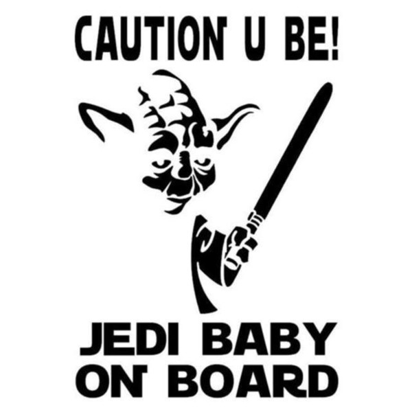 9.5*13.8CM JEDI BABY ON BOARD Funny Car Styling Decal Vinyl Car Sticker Black/Silver CA-1083