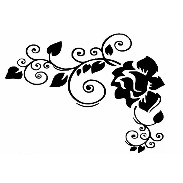 16*12CM Car Styling Personalized Decorative Accessories Classic Flower Decal Vinyl Car Sticker Black/Silver CA-1071